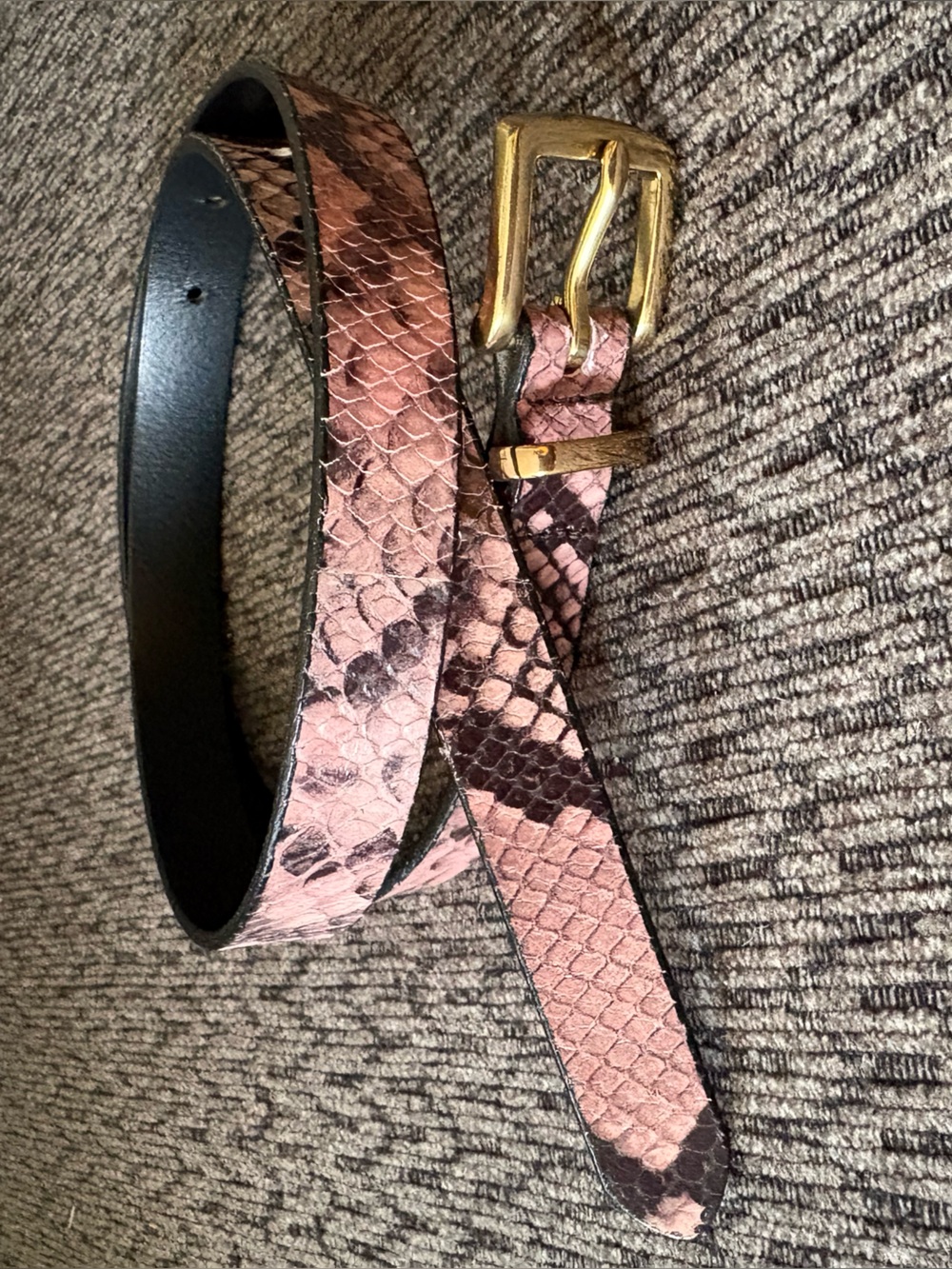J. Crew Classic Skinny Belt in Italian Snake-Embossed Leather Women’s Small